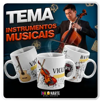 Tema para caneca Instrumento Musicais