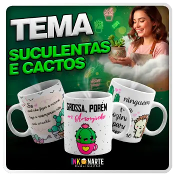 Tema para caneca Suculentas e Cactos